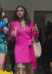 Jay Godfrey ROXY Blazer Surplice Wrapped Tie Long-Sleeve Mini Dress, 0 Magenta