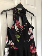 LADIES – Black Patterned Halter Neck Dress – SELECT – Size 16 – BX31