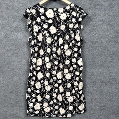 Savanna Jane Size Large Shift Dress Mini Black Floral Embroidered Rayon Nylon