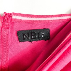 NBD Lucilda Strapless Maxi Dress Hot Pink Dress Side Slit Gathered Ponte Sz M