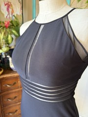 NW NIGHTWAY Women&rsquo;s Sheer Inset Cut Out Black Dress Lined-Padded SZ/6