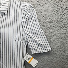 1.STATE Shirt Dress Womens S Multi Striped Puff Sleeve Asymmetrical Hem Side Zip