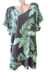 Emery Rose Shein Black Tropical Palm Leaf Summer Dress Plus Size 5XL Tunic Boho