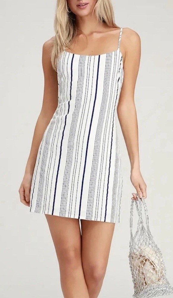Lulus Mini Dress Nautical Stripes Back Zip Clueless Vacay Old Money Women’s XS