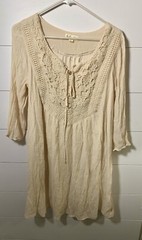 Indigo Rose Dress Women Sz L Cream Boho Festival Crochet Lace Peasant Coverup