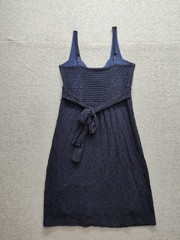 Free People Women Fit & Flare Dress S Navy Blue Floral Lace Sleeveless Cocktail