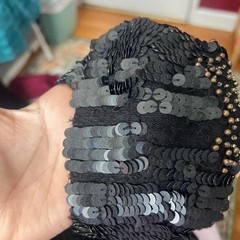 French connection Black/Pink Floral Sequin Beaded Dress Scoop
