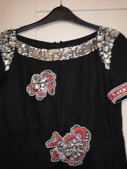 French Connection Sparkly sequinned dress black red silver embellished UK 8