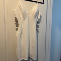 Windsor White V-Neck Spaghetti Strap Rhinestone Bodycon Mini Dress Size L