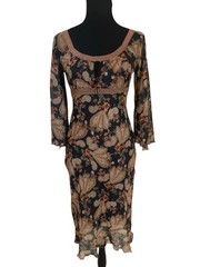 Vtg 90s Y2K Fairycore Whimsigoth Bell Sleeve Empire Waist Paisley Dress Size S