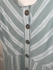 Universal Thread Green Striped Linen Blend Midi Dress Women’s Medium Button