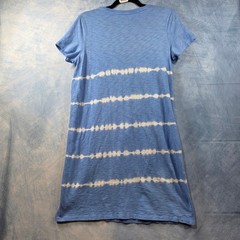 Universal Thread Womens Blue Tie Dye Striped T-Shirt Mini Dress Small Short Slee