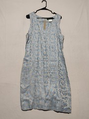 Harve Benard Dress Womens Medium Blue Linen Jacquard Paisley Sheath Workwear