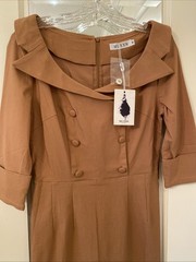 MUXXN Women&rsquo;s Dress Size M Shirt Cuff Sleeve With Boat Neckline Button Front