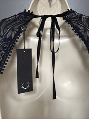 NWT For Love & Lemons Emerie Black Lace Mini Dress Cutout Open Back Size M