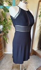 NW NIGHTWAY Women&rsquo;s Sheer Inset Cut Out Black Dress Lined-Padded SZ/6