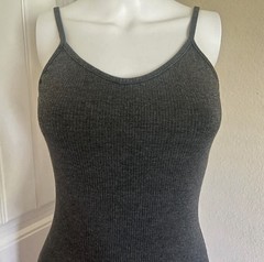 Soft&Sexy Grey/Gray Ribbed Bodycon Backless Midi Dress