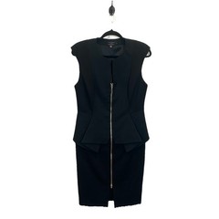 TED BAKER Black Jamthun Structured Peplum Zip Dress Size 4 / US 10