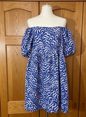 Papaya Blue & White Swirl Print Midi Dress UK Size 10 Excellent Condition Summer