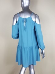 XHILARATION dress M Cold Shoulder Drop Waist Embroidered Teal blue Medium target