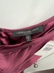 Carmen Marc Valvo Raspberry Silk Satin Slip Dress Cowl Neck Straps 8 17775