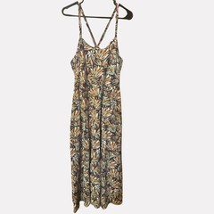PACT XL Multicolor Maxi Dress Cross Back Shelf Bra Organic Cotton Summer