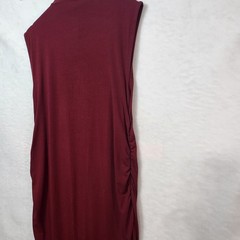 Burgundy Mock Neck Sleeveless Ruched Side Maxi Dress Wine Red RN 17730