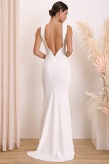 Lulus Va Va Voom Backless Mermaid Wedding Dress XS White Sleeveless Column Maxi