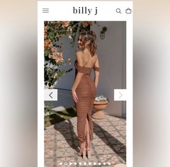 Billy J Off Shoulder Brown Ruched Maxi Dress Size Small