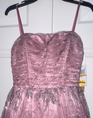 The Say Yes 3/4 Mauve Pink Flower Mesh Long Formal Gown Lace Up