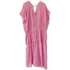 NWT Devotion Twins Chalkos Cotton Tiered Pink Asymmetrical Maxi Dress Size S