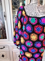 FARM Rio Colorful Crochet Flowers Sweater Mini Knit Dress M