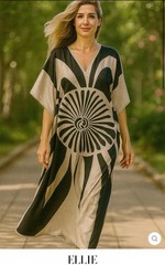 Women&rsquo;s Winlar Caftan Kaftan Dress Shimmery Beach One Size Green Tan Goddess