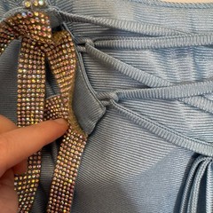 Alyce Paris Iridescent Sequin Rhinestone Strappy Back Mini Dress HOCO Prom Sz 00