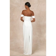 Lulus Immensely Charming White Mesh Pearl Bustier Maxi Dress Wedding Small NWT