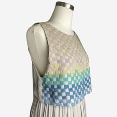 Mara Hoffman NWT Tan Linen Rainbow Beaded Maxi dress open back resort designer 4