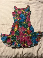 Vintage Knapp Studio S Beach Mini Dress Floral Tropical Summer Ruffle Dress Zip