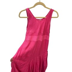 Neiman Marcus Linen Pink Handkerchief Hem Pocket Midi Dress Womens Small