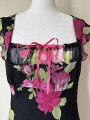 Y2K Speechless Midi Dress Womens Sz 9 Black Floral Milkmaid Fairy Romantic
