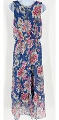 LARA G by Lara Guidotti Garden Floral Airy Silk Blend Maxi Dress sz L Fairy New!