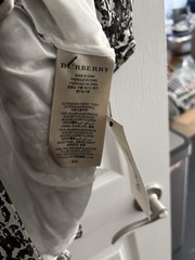 Burberry Brit Black White Abstract Chiffon Silk Collared Smocked Dress US 10