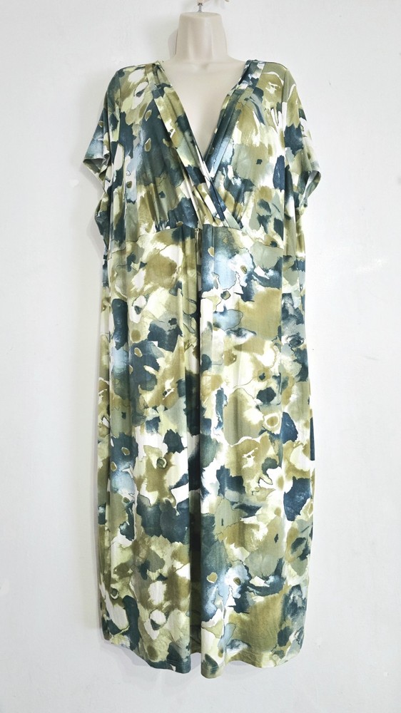 George Size 24 Multicoloured Green Abstract Pattern Midi Jersey Dress