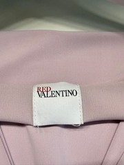 RED Valentino Mauve Pink Long Sleeve Dress Black Lace Empire Waist V-Neck Size L