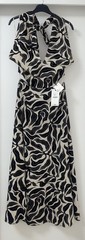 ZARA BLACK ECRU FLORAL PRINT CUT-OUT OPEN BACK HALTER NECK MIDI DRESS SIZE S NEW