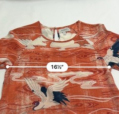 Zoologist Silk Dress Crane Print Orange Charlotte Linton Women&rsquo;s 8 100% Silk