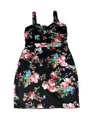 JustFab Black Floral Dress Size L
