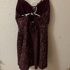 Nordstrom Rack Juniors 3 Burgundy Lace Floral Fit & Flare V-Neck Short Dress