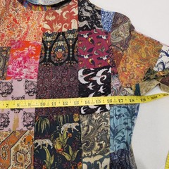 Unbreak.it Patchwork Silk Button Up Shirt Dress Small Tied Wild Animal Print