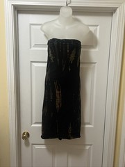 Women&rsquo;s Black Tie Dye Strapless Bodycon Midi Dress