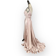 La Femme 31505 Satin A-Line Maxi Ball Gown Dress Women&rsquo;s 8 Light Pink